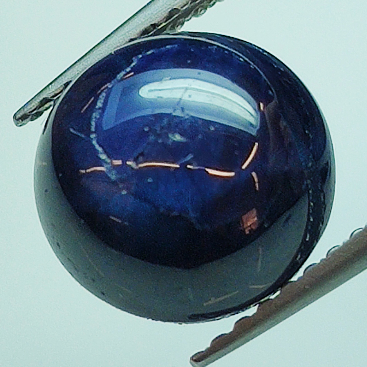 Paar 4.38ct Blauer Saphir Cabochon Schliff Rund 7 x 3.8mm