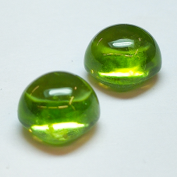 Pair 7.10ct Peridot cabochon cut cushion 8mm