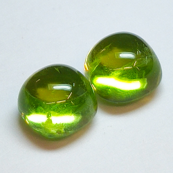 Pair 7.10ct Peridot cabochon cut cushion 8mm