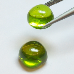 7,32 ct Coppia di peridoto taglio cabochon da 8 mm