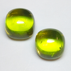 7,32 ct Coppia di peridoto taglio cabochon da 8 mm