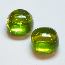 Pair 6.94ct Peridot cabochon cut cushion 8mm