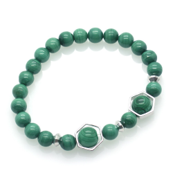 Bracelet en Malachite & Hexagone 925 en Argent Sterling