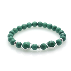 Bracelet en Malachite & Hexagone 925 en Argent Sterling