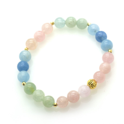 Aquamarine & 925 Gold Plated Sterling Silver Bracelet