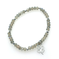 Labradorite & 925 Sterling Silver Clover Bracelet