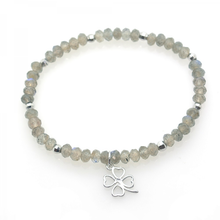 Labradorite & 925 Sterling Silver Clover Bracelet