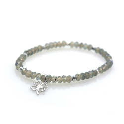 Labradorite & 925 Sterling Silver Clover Bracelet