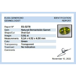 0.90ct Demantoid oval cut 6.12x4.49mm