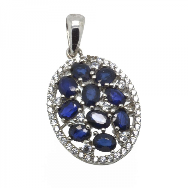 Sapphire & 925 Sterling Silver Pendant