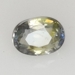 0,84 ct blauer und gelber Saphir im Ovalschliff, 5,82 x 4,28 mm