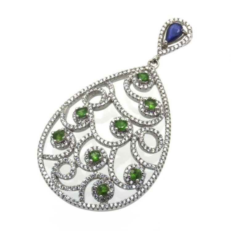 Tsavorite Garnet & 925 Sterling Silver Pendant