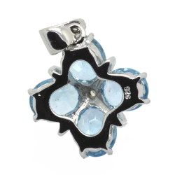 Blue Topaz & 925 Sterling Silver Pendant