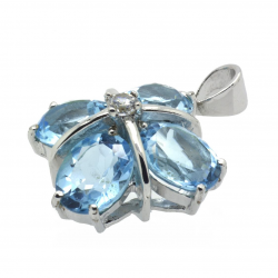 Blue Topaz & 925 Sterling Silver Pendant