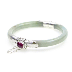 Bracciale Giada Giadeite e argento 925 verde