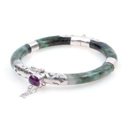 Jade Jadeite and 925 Silver green bracelet