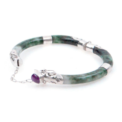 Jade Jadeite and 925 Silver green bracelet