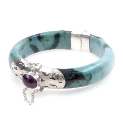 Jade Jadeite and 925 Silver green bracelet