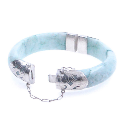 Jade Jadeite and 925 Silver green bracelet