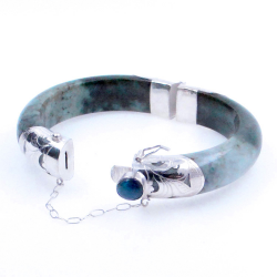 Jadeit Jade und 925 Silber grün Armband