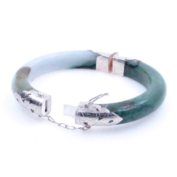 Jadeit Jade und 925 Silber grün Armband