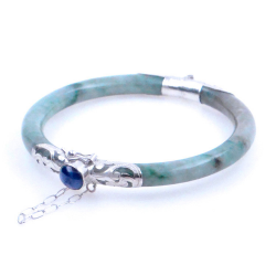 Jade Jadeite and 925 Silver green bracelet