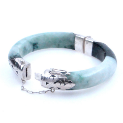 Jade Jadeite and 925 Silver green bracelet