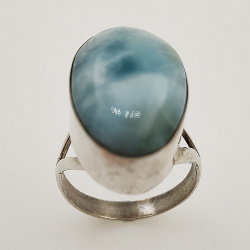 Anello di ARGENTO 925 con LARIMAR taglia17,5  9.1 gr