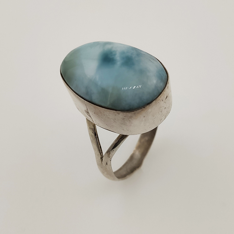 Anello di ARGENTO 925 con LARIMAR taglia17,5  9.1 gr