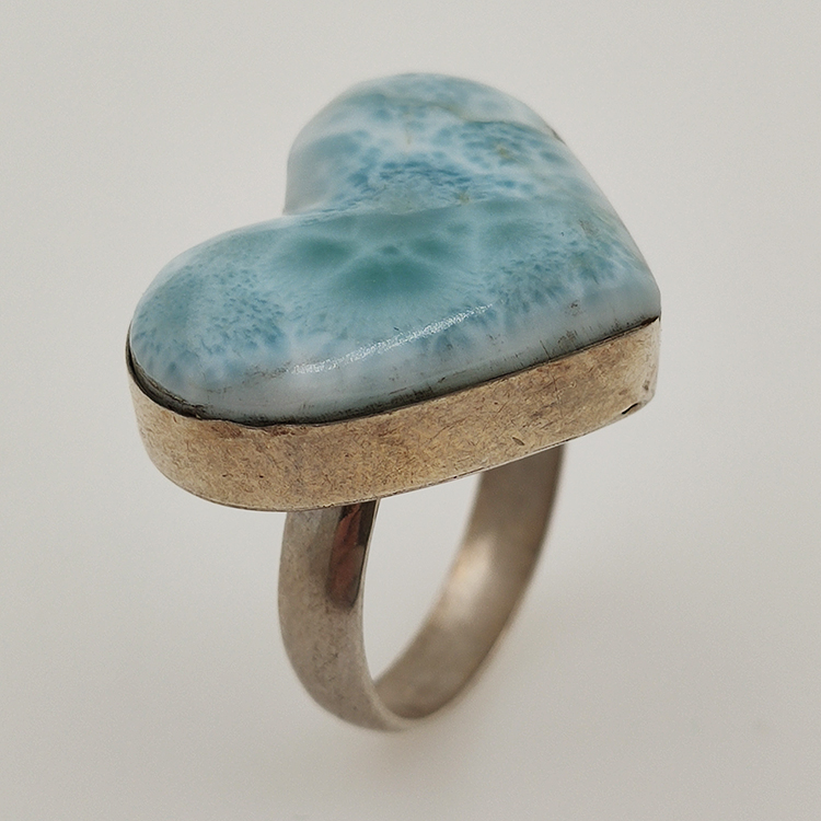 925 ZILVEREN RING het LARIMAR maat16