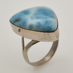 Anillo de PLATA 925 con LARIMAR  talla19  12.3 gr