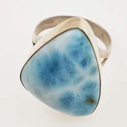 Anillo de PLATA 925 con LARIMAR  talla19  12.3 gr