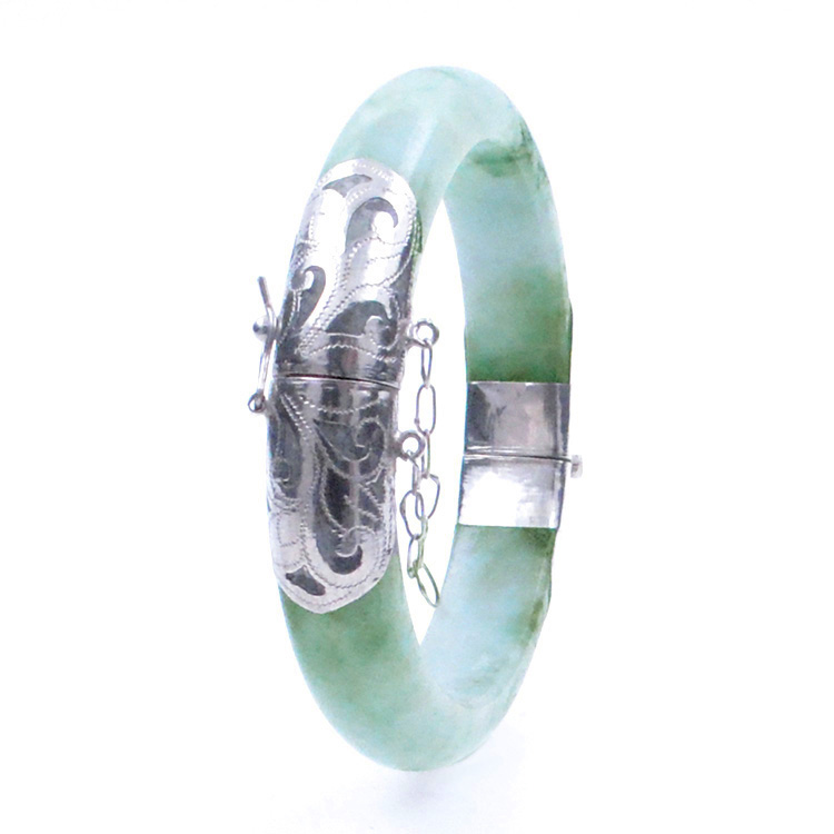 Jade Jadeite and 925 Silver green bracelet