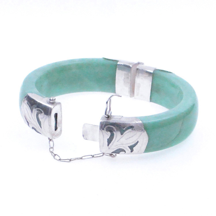 Jadeite Jade et argent 925 Bracelet vert