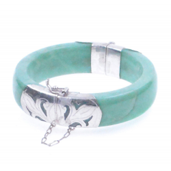 Jade Jadeite and 925 Silver green bracelet