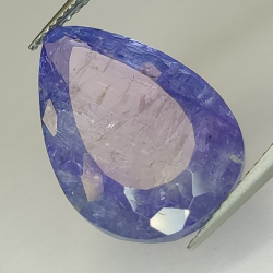 Tanzanite bleue 12,38 ct, taille poire 18,39 x 12,59 mm