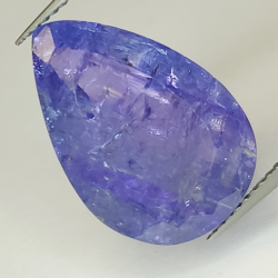 Tanzanite bleue 12,38 ct, taille poire 18,39 x 12,59 mm