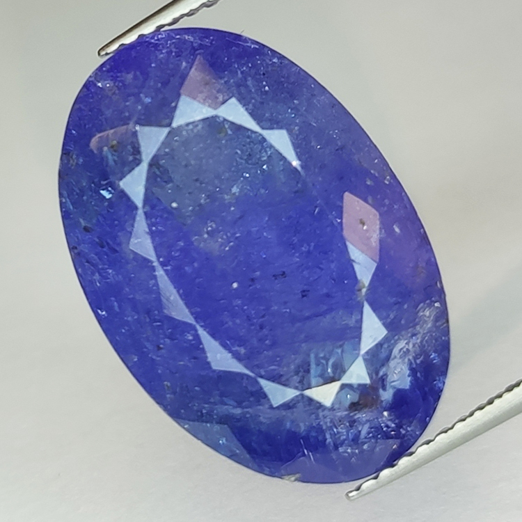 Tanzanite bleue 15,59 ct, taille ovale 19,06 x 12,95 mm