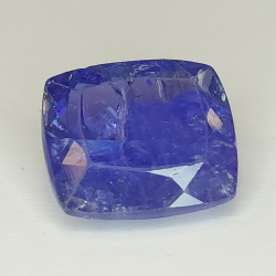 Taglio a cuscino di tanzanite blu da 8,86 ct, 13,14 x 11,92 mm