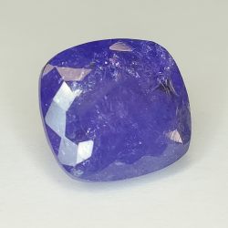 Taglio a cuscino di tanzanite blu da 15,45 ct, 15,03 x 13,71 mm