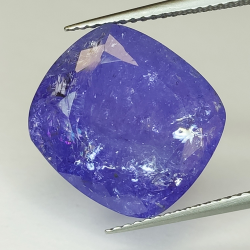 Taglio a cuscino di tanzanite blu da 15,45 ct, 15,03 x 13,71 mm