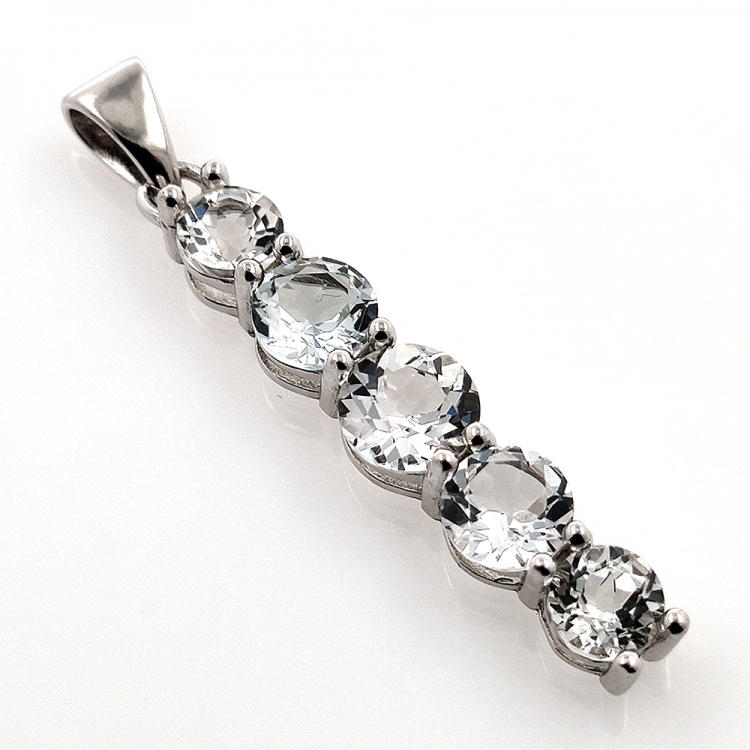 White Topaz and 925 Silver Pendant