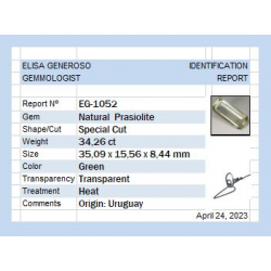 34,26 ct Prasiolite taille spéciale 35,09 x 15,56 mm