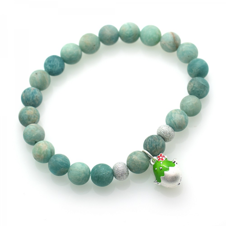 Bracelet Amazonite avec breloque en argent 925 Sterling gonzesse