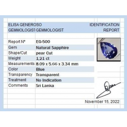 1,21 ct Saphir im Birnenschliff 8,09 x 5,66 mm