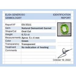 0.72ct Demantoid Garnet oval cut 5.84 x 4.51mm