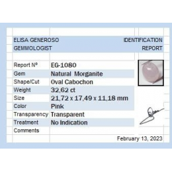 32,62ct Morganita Talla Oval en Cabujón 21,72x17,49mm