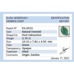 Cabochon taille ovale émeraude 2,76 ct 10,31x7,81 mm