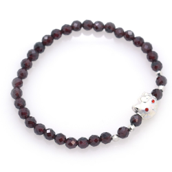 Garnet & 925 Sterling Silver Kitty Bracelet