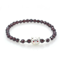 Bracciale in Granato con 925 Argento Sterlina Fascino Kitty